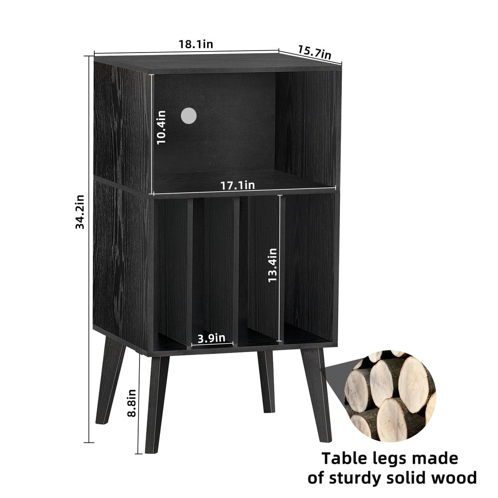 Lerliuo Record Player Stand, Walnut Turntable Stand Holds up to 160 Albums