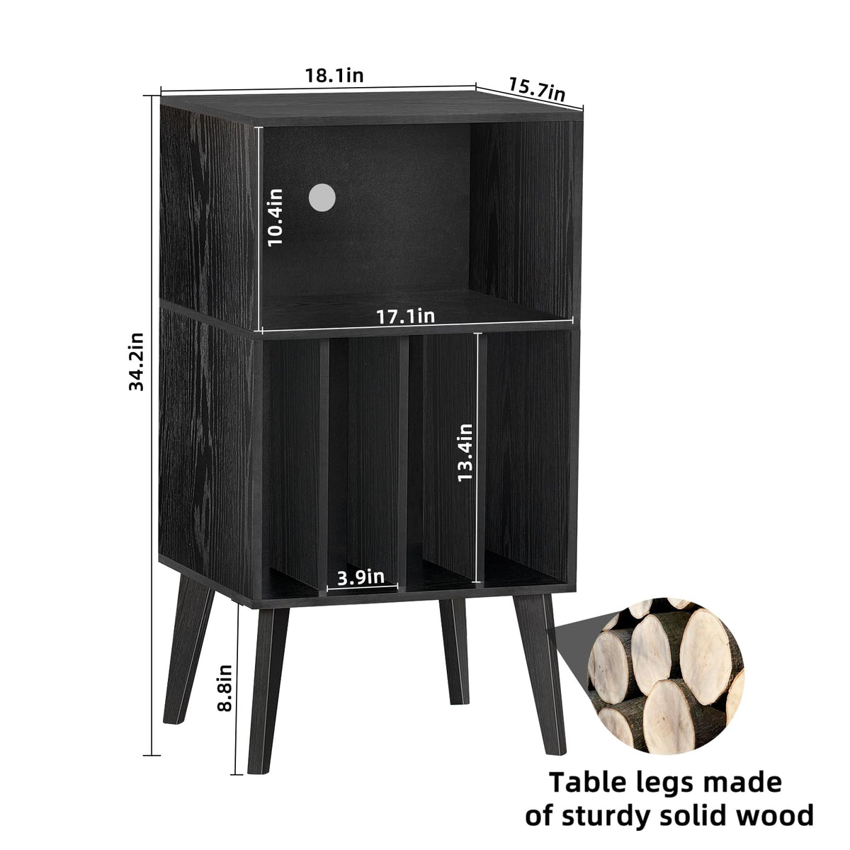 Lerliuo Record Player Stand, Walnut Turntable Stand Holds up to 160 Albums