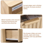 LEYAOYAO 31" Wide Fluted Nightstand with Charging Station, Oversized Extra Large 1 Drawer Night Stand with Golden Handle, Antique White Bedside Table Tall End Tables,for Bedroom, Living Room, Hallway