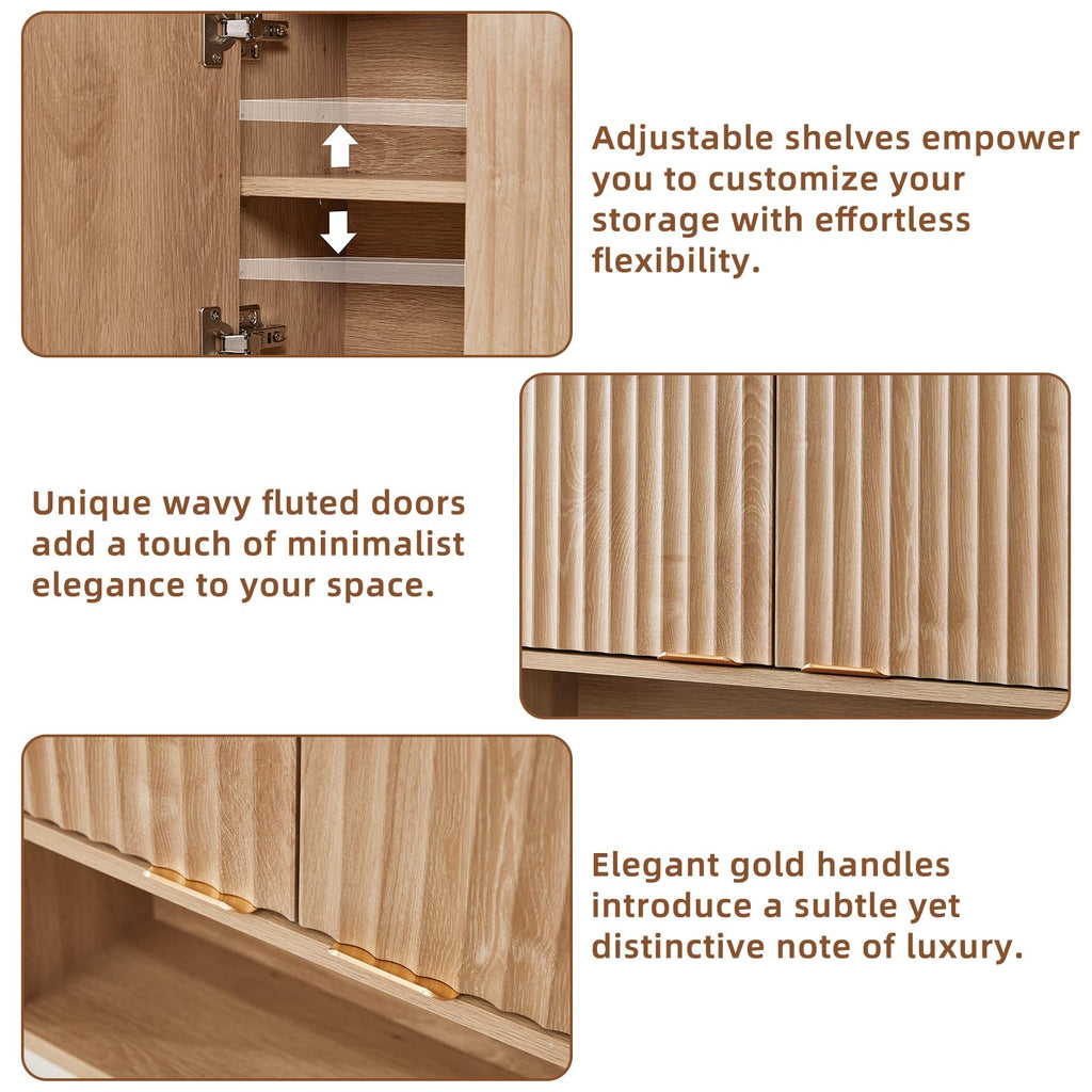 LEYAOYAO 68" Modern Fluted Over The Toilet Storage Cabinet, a Sliding Door