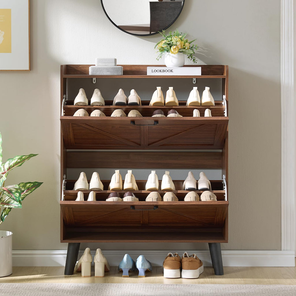LEYAOYAO Shoe Cabinet Storage for Entryway with 2 Flip Drawers
