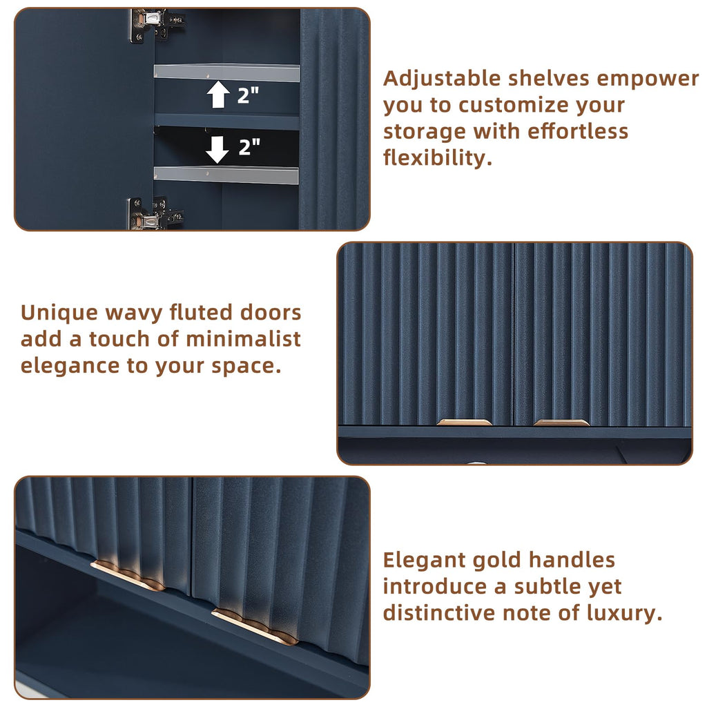 LEYAOYAO 68" Modern Fluted Over The Toilet Storage Cabinet, a Sliding Door