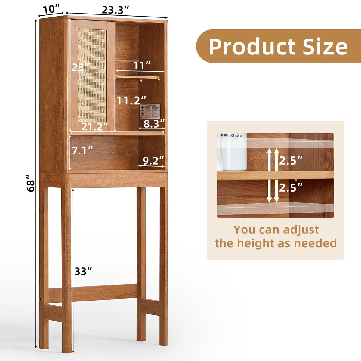 LEYAOYAO Rattan Bathroom Wall Storage Cabinet, Boho Medicine Cabinet