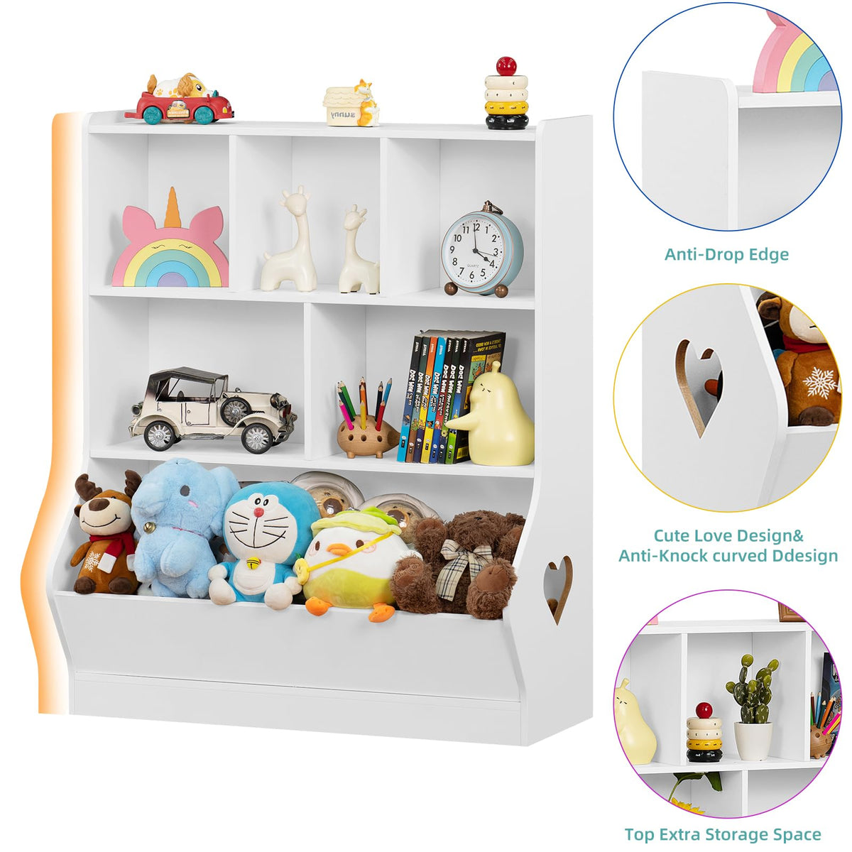 Lerliuo Kids Bookshelf and Toy Storage, 2 Tier Book Shelf for Kids Rooms