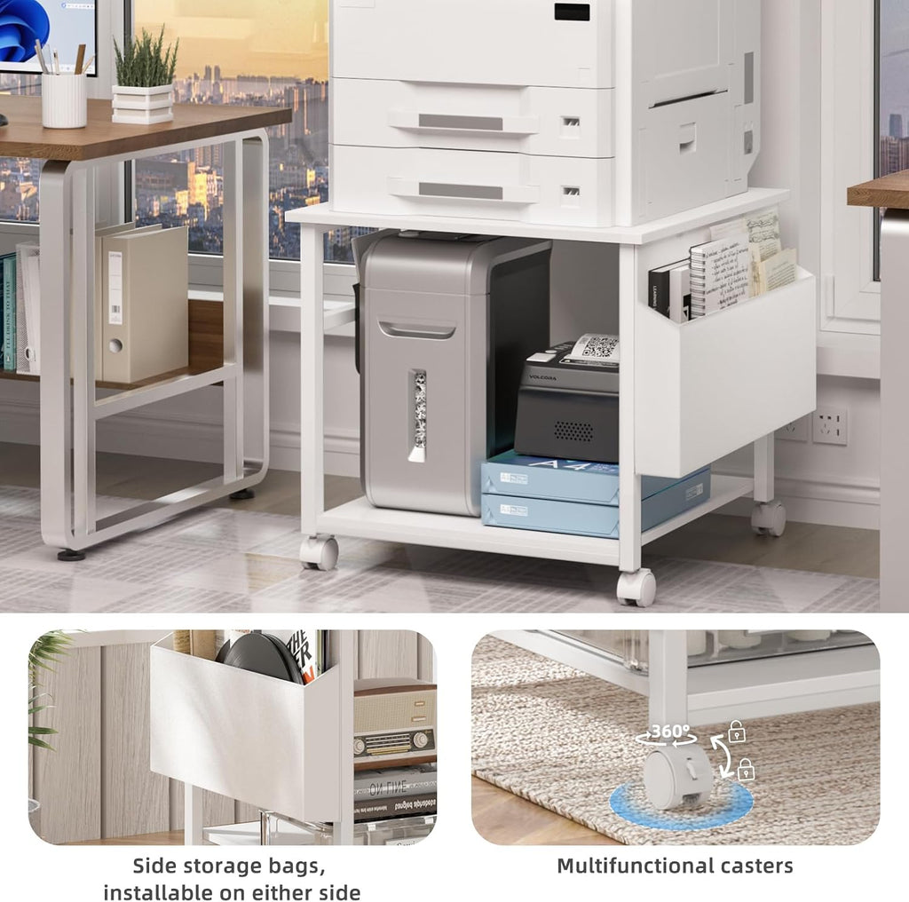 Lerliuo White Large Printer Stand with Storage
