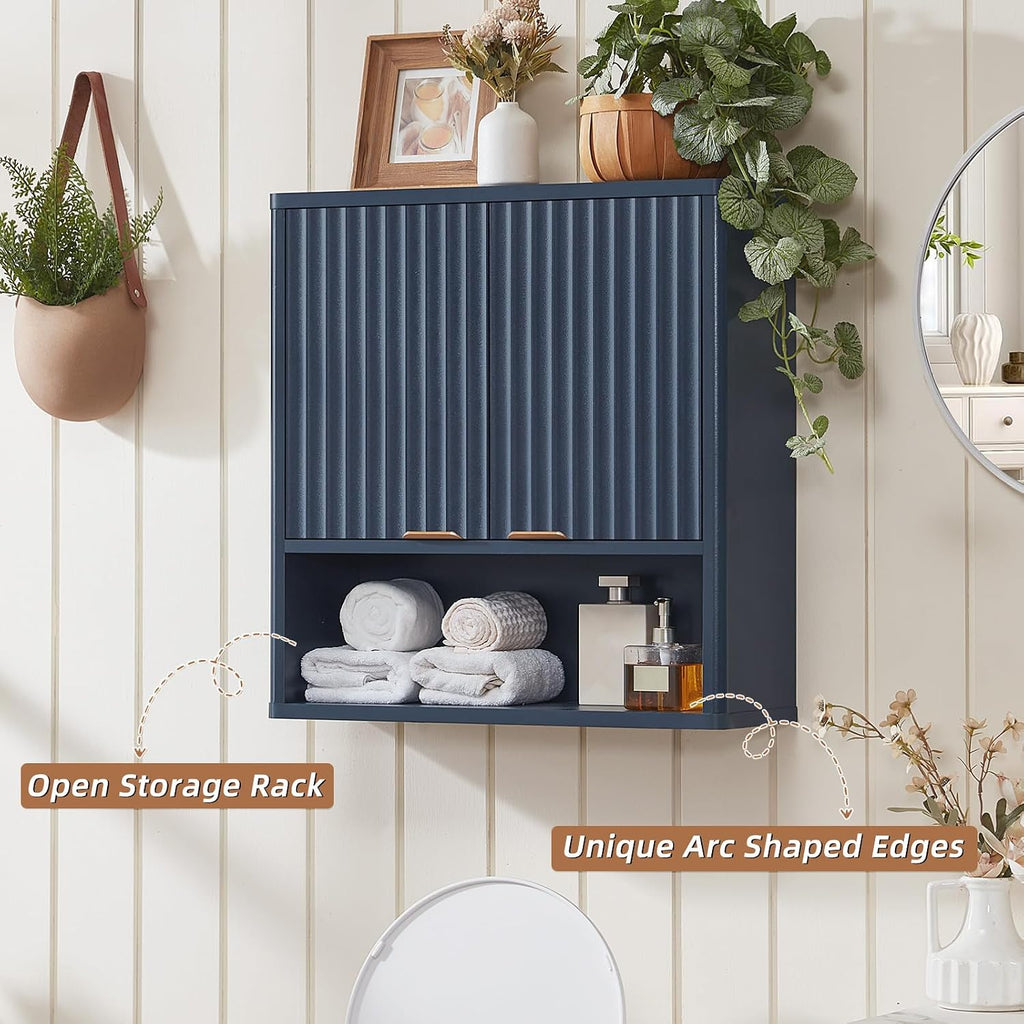 LEYAOYAO Modern Fluted Bathroom Wall Cabinet, Wall-Mounted Medicine Cabinet
