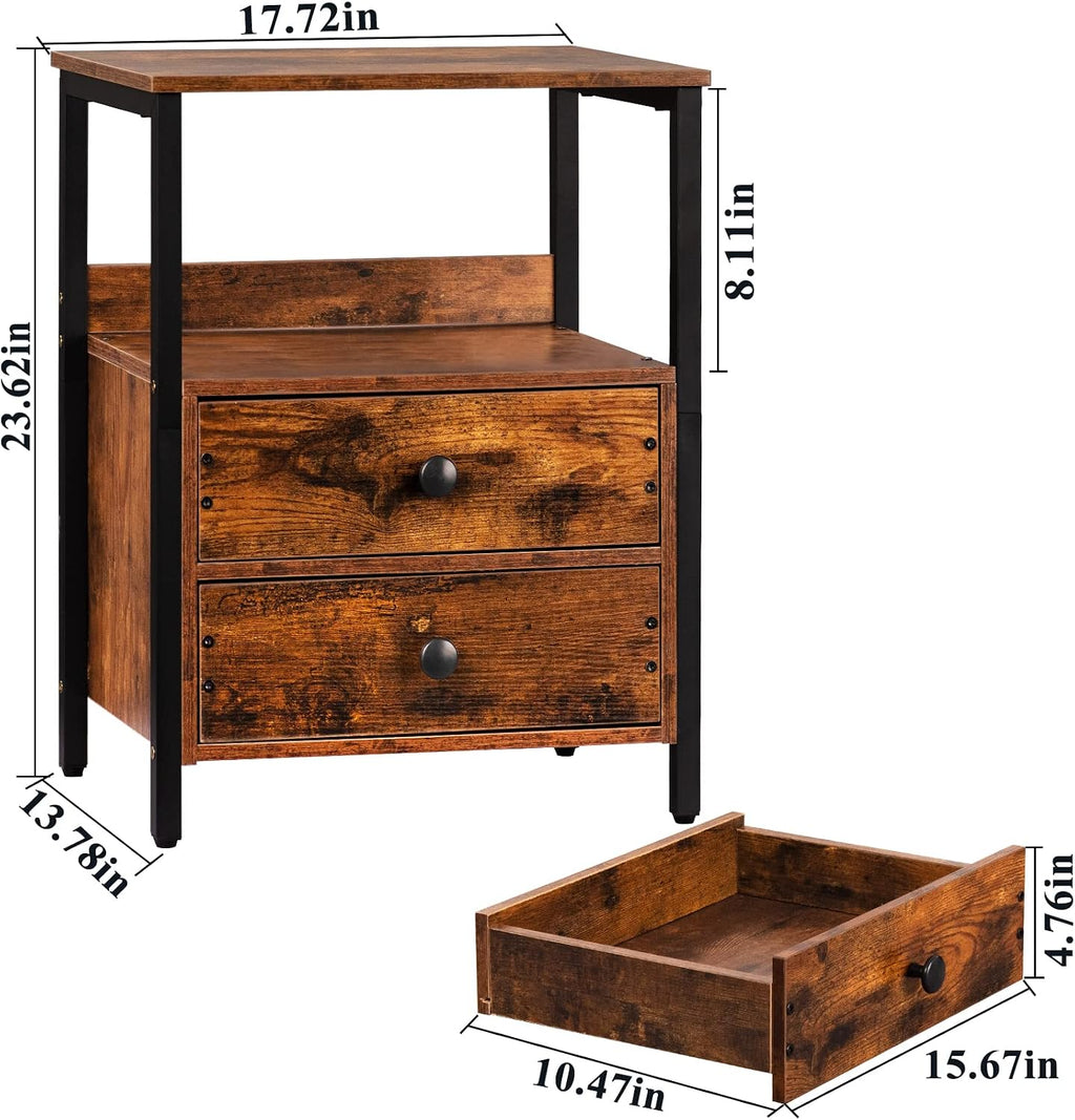 Lerliuo Brown Record Player Stand and Nightstand