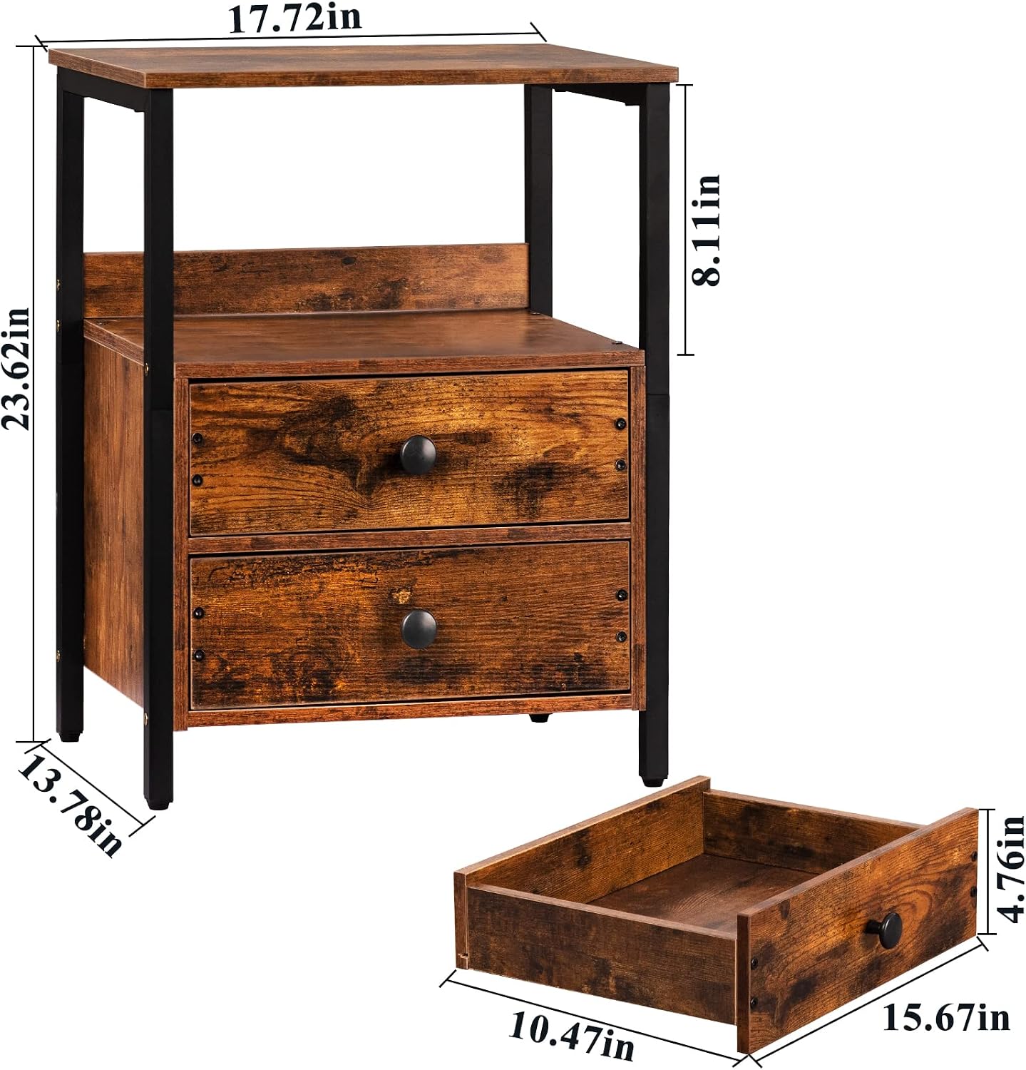 Lerliuo Brown Record Player Stand and Nightstand