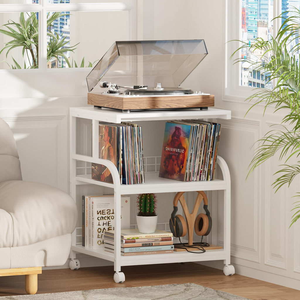 Lerliuo 3 Tier Black Large Printer Stand with Adjustable Storage Shelf