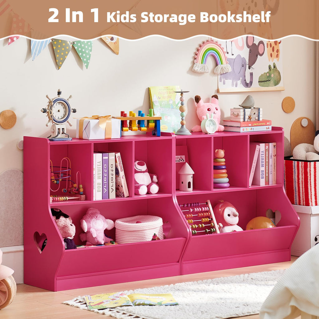 Lerliuo Kids Bookshelf and Toy Storage, 2 Tier Book Shelf for Kids Rooms