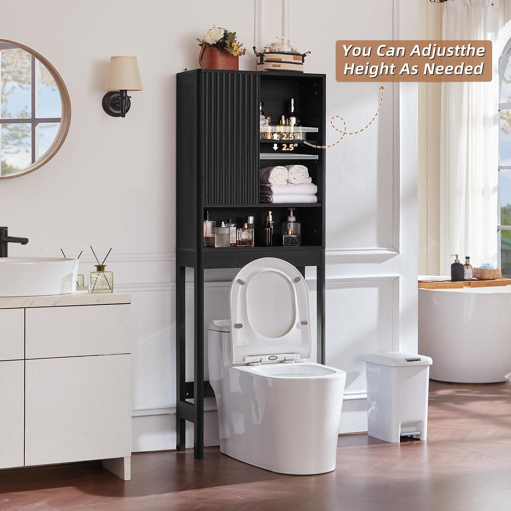 LEYAOYAO 68" Modern Fluted Over The Toilet Storage Cabinet, a Sliding Door