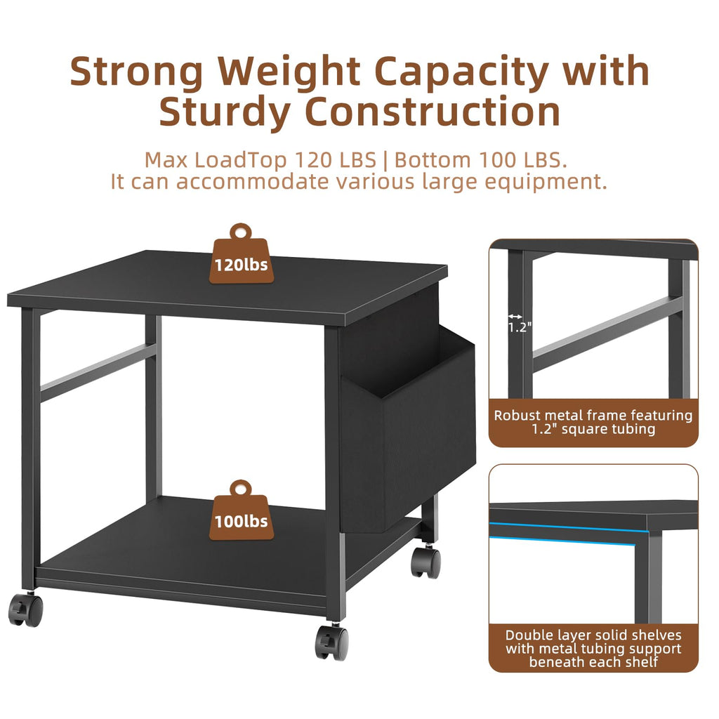 Lerliuo White Large Printer Stand with Storage