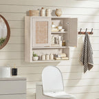 LEYAOYAO Rattan Bathroom Wall Storage Cabinet, Boho Medicine Cabinet