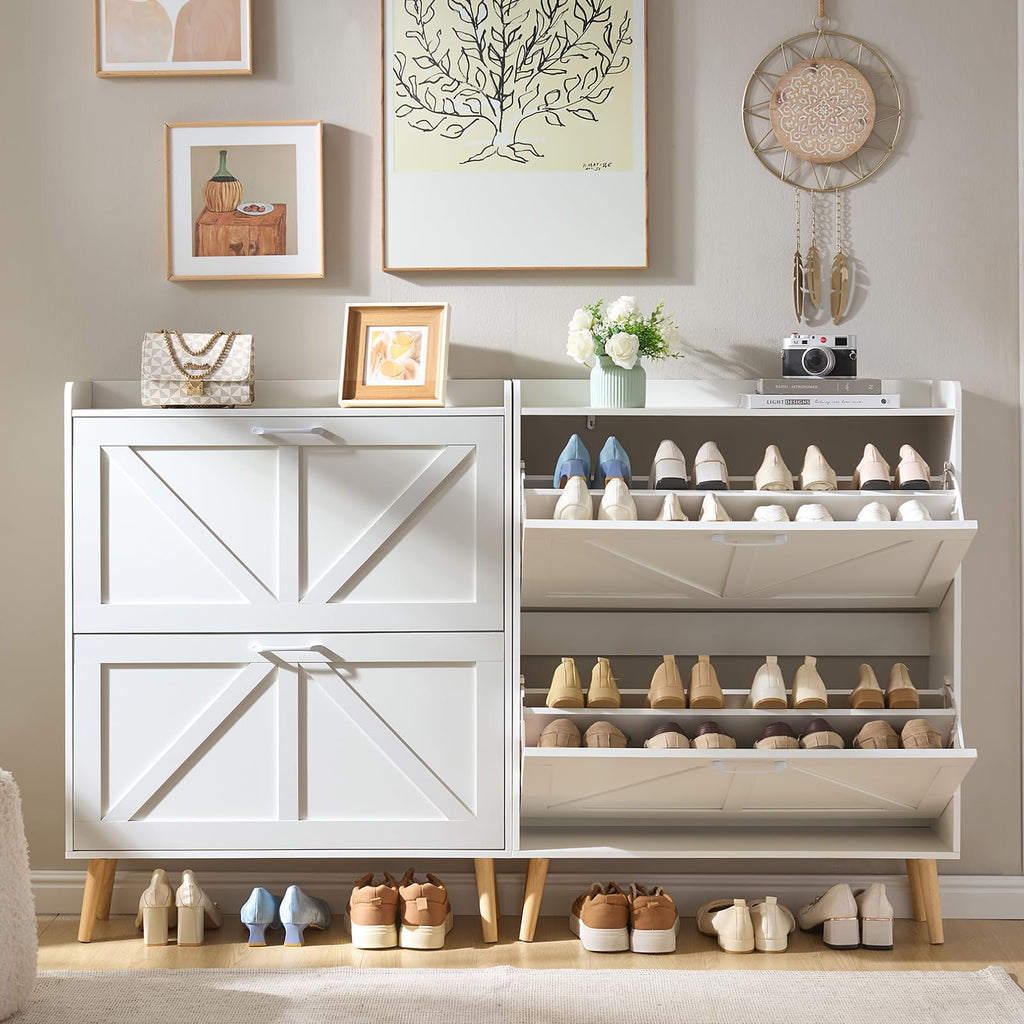 LEYAOYAO Shoe Cabinet Storage for Entryway with 2 Flip Drawers
