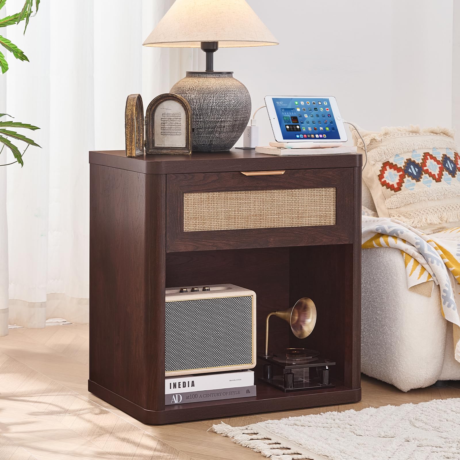 LEYAOYAO Rattan Dresser for Bedroom, 41" Tall Chest of Drawers