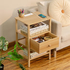 Lerliuo Nightstand Set 2 with Charger, 3 Tier Storage End Table