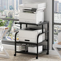 Lerliuo 3 Tier Black Large Printer Stand with Adjustable Storage Shelf