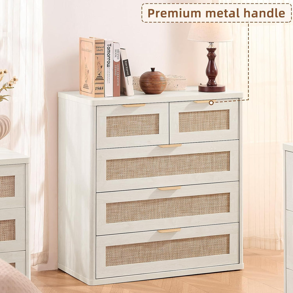 LEYAOYAO Rattan Bedroom Dresser Set of 2, Boho Wood 48" Wide 6 Drawers Dresser for Bedroom and 31.5" Tall 5 Drawers Dressers, Bedrooms Furniture, Dressers & Chests of Drawers, Living Room, Hallway
