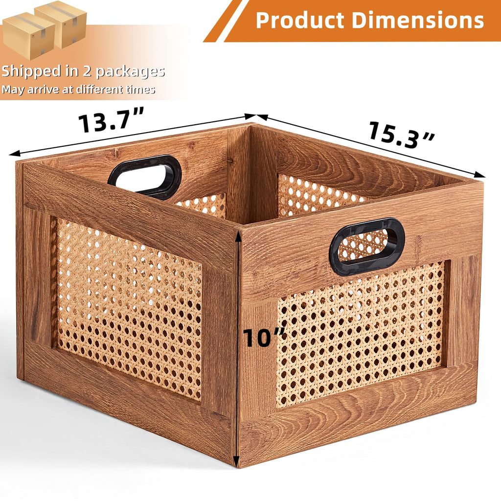 LEYAOYAO Vinyl Record Storage, Rattan Record Crate for Vinyl Albums Holder