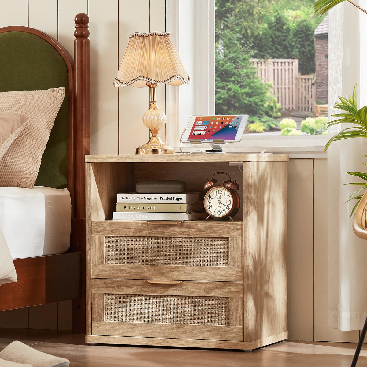 LEYAOYAO Rattan Dresser and Nightstand Sets 3 Piece, Natural