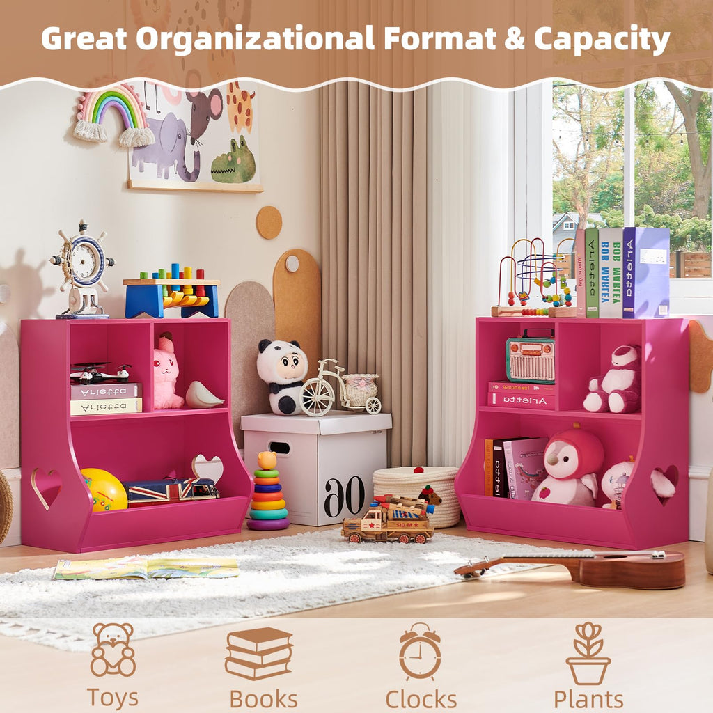Lerliuo Kids Bookshelf and Toy Storage, 2 Tier Book Shelf for Kids Rooms