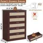 LEYAOYAO Rattan Dresser for Bedroom, 41" Tall Chest of Drawers