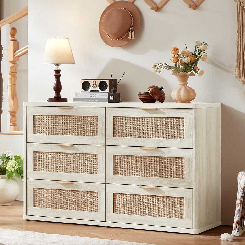 LEYAOYAO Rattan Dresser and Nightstand Sets 3 Piece, Natural