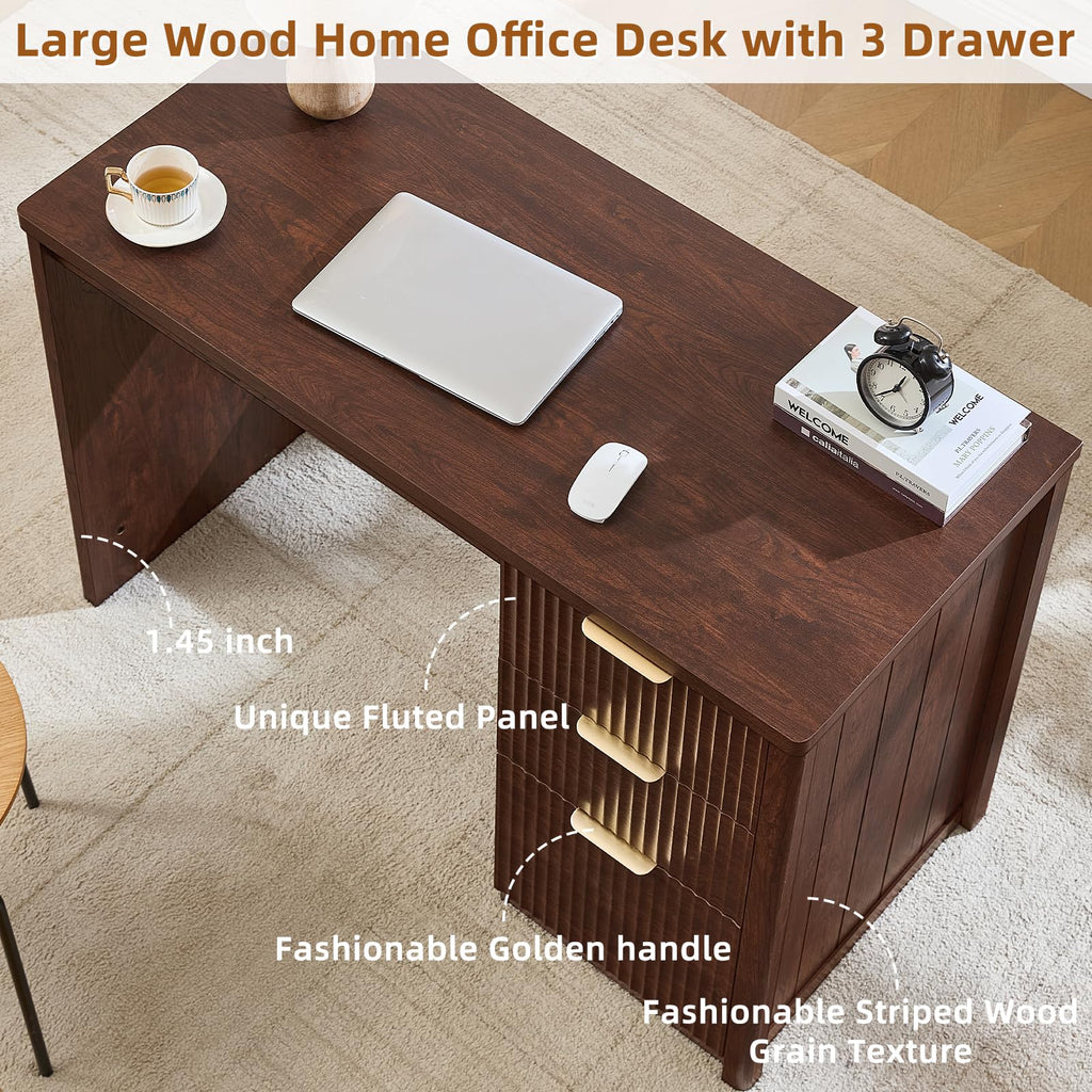 LEYAOYAO Office Desk 48" with 3 Drawers Storage File Cabinet
