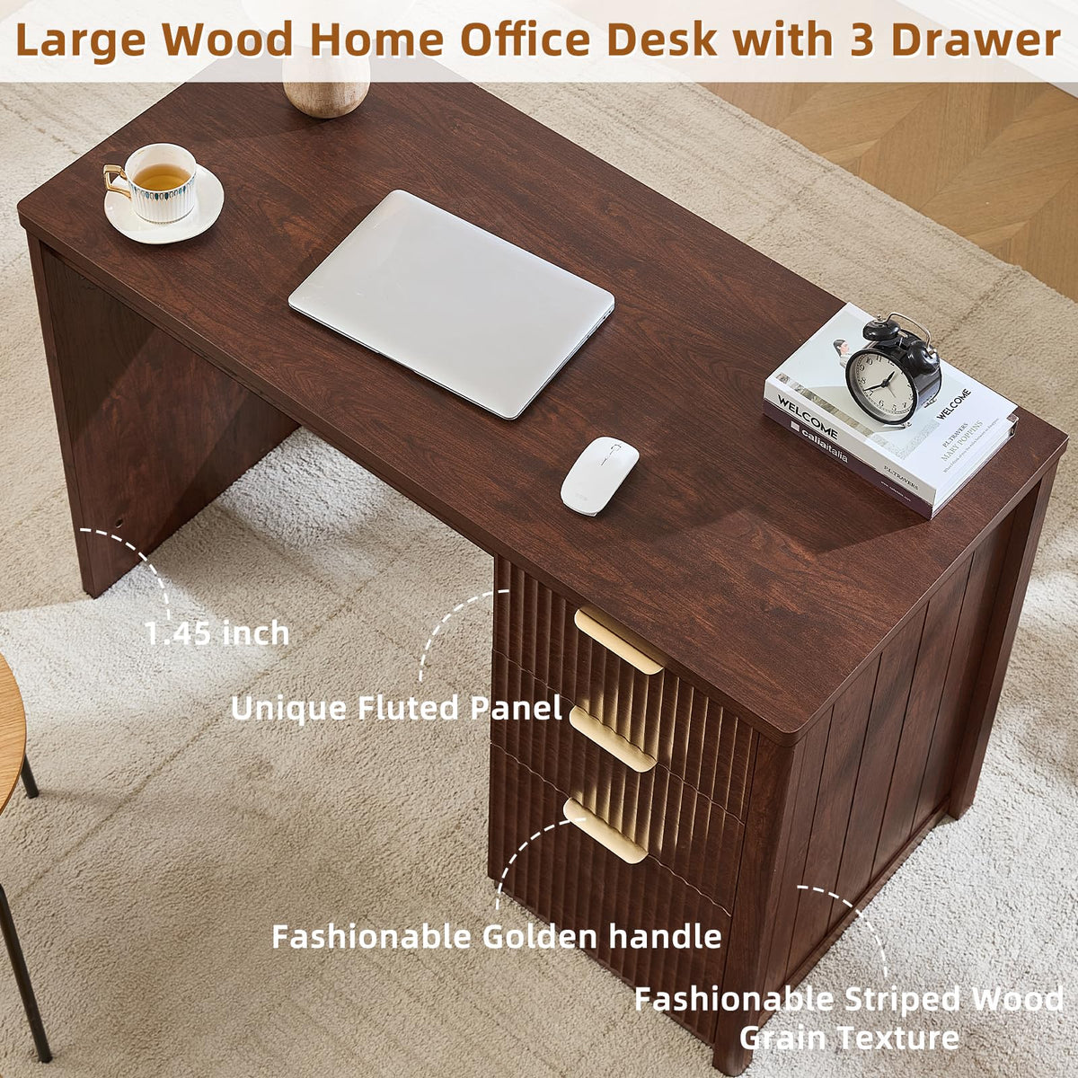 LEYAOYAO Office Desk 48" with 3 Drawers Storage File Cabinet