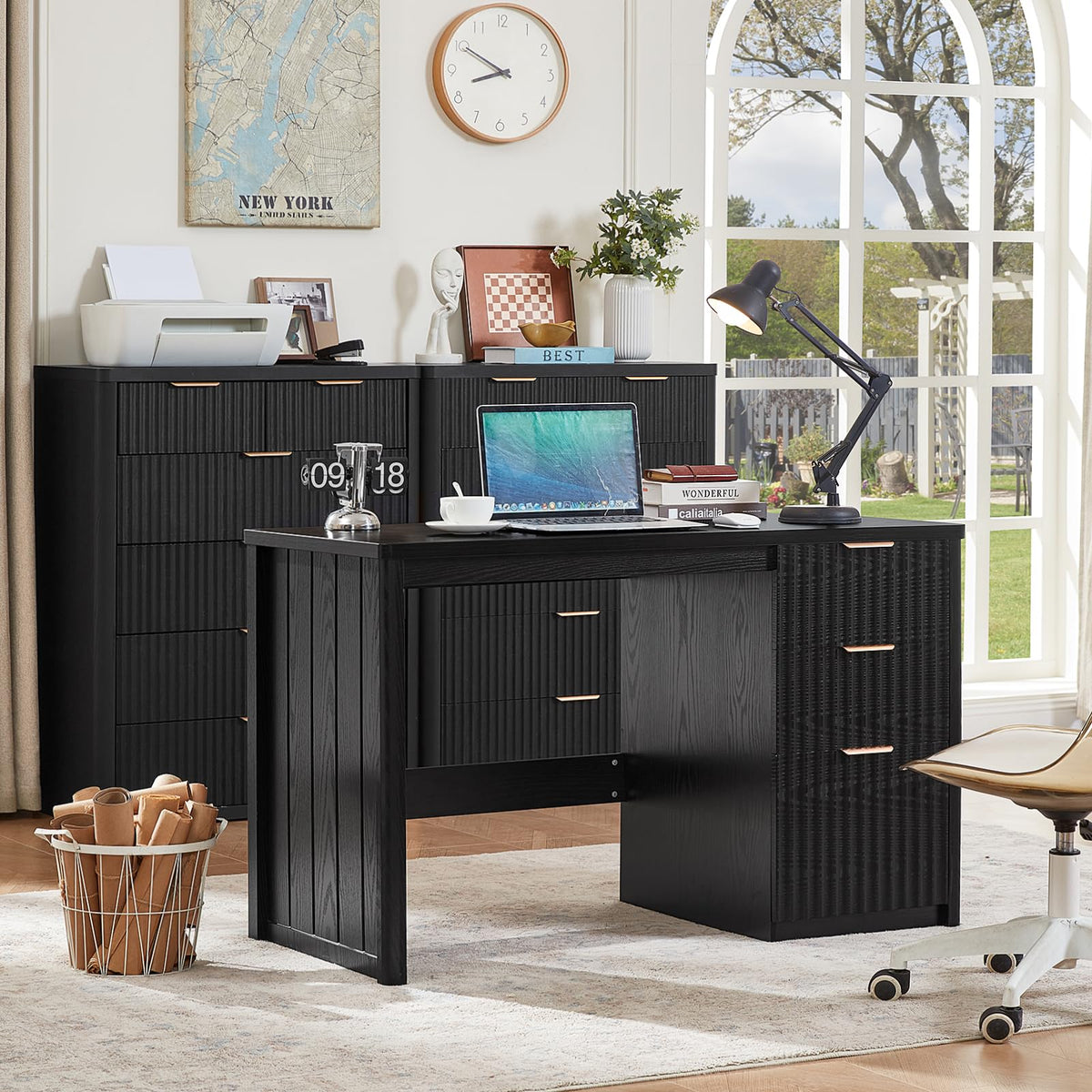 LEYAOYAO Office Desk 48" with 3 Drawers Storage File Cabinet