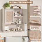 LEYAOYAO Rattan Bathroom Wall Storage Cabinet, Boho Medicine Cabinet