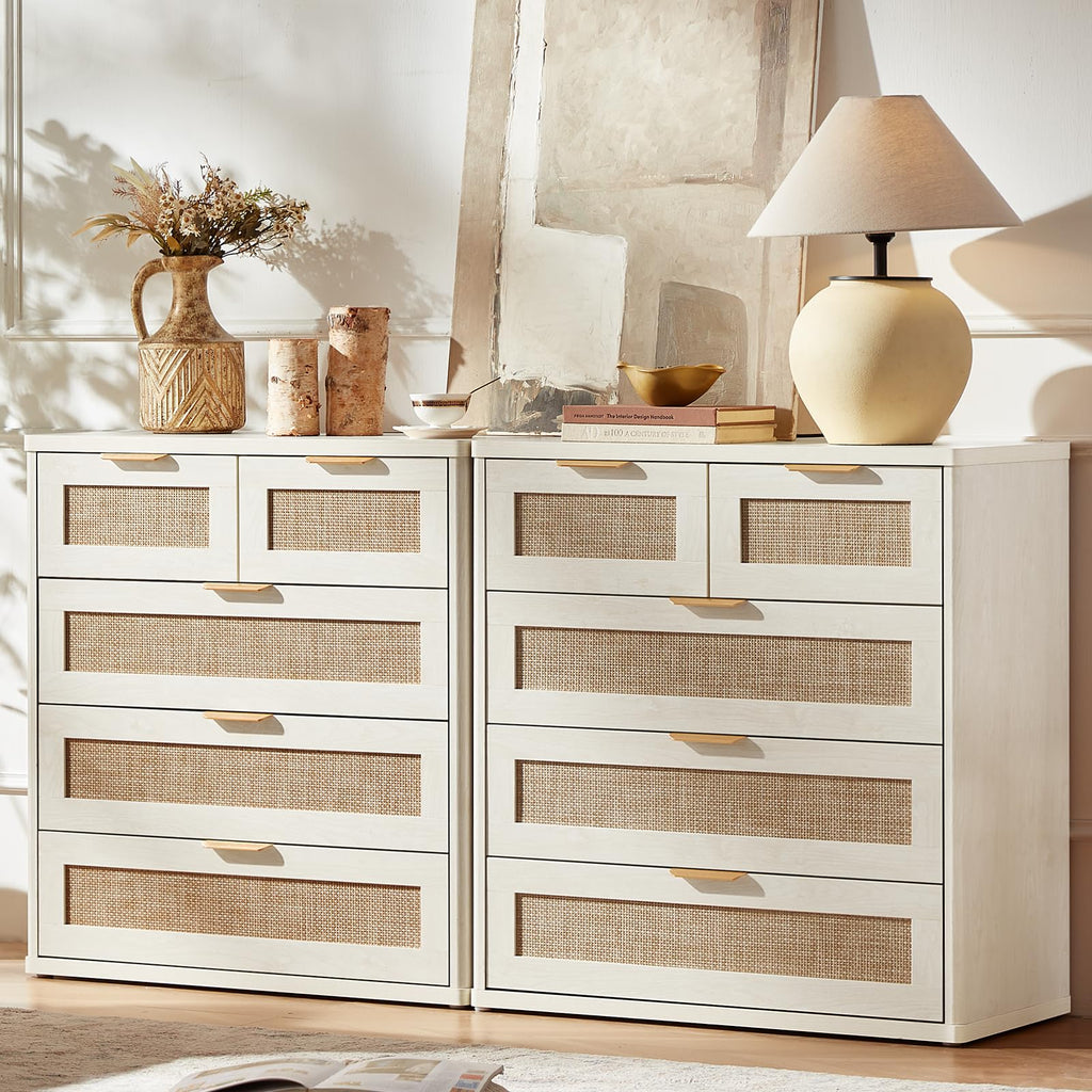 LEYAOYAO Rattan Dresser for Bedroom, 41" Tall Chest of Drawers