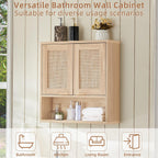 LEYAOYAO Rattan Bathroom Wall Storage Cabinet, Boho Medicine Cabinet