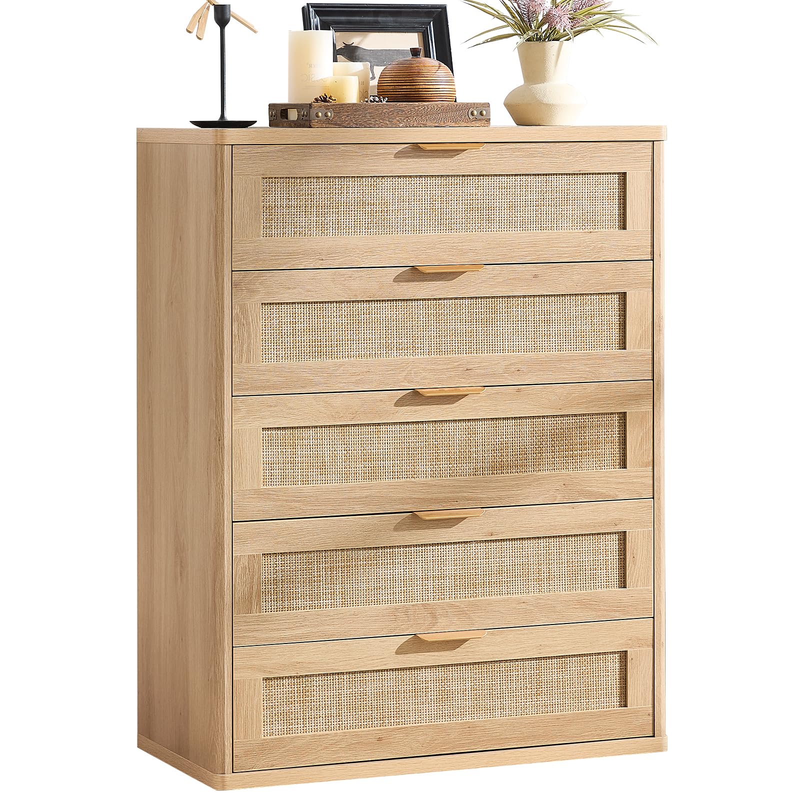 LEYAOYAO Rattan Dresser for Bedroom, 41" Tall Chest of Drawers