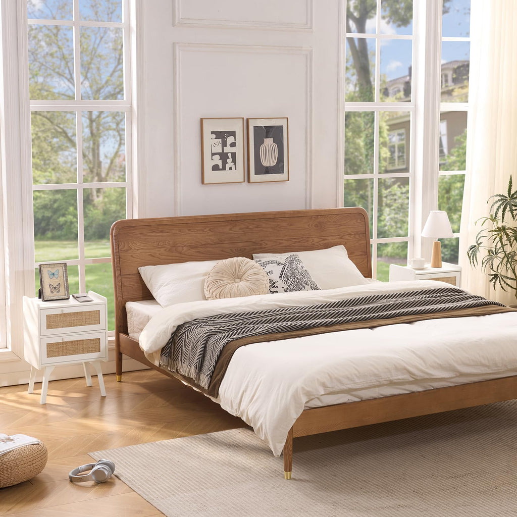 Lerliuo Rattan Nightstands Set of 2 for Bedroom, 2 Drawers