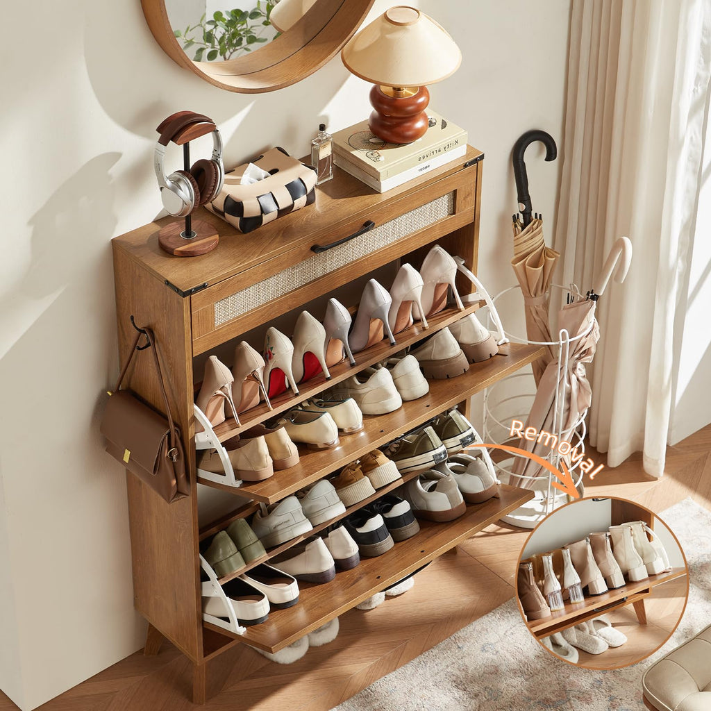 LEYAOYAO Shoe Cabinet Storage for Entryway with 2 Flip Drawers