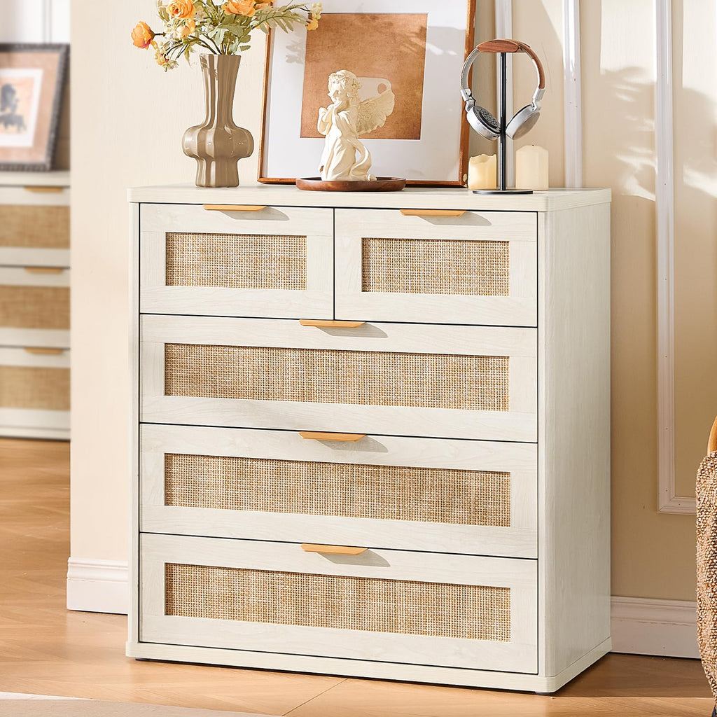 LEYAOYAO Rattan Dresser for Bedroom, 41" Tall Chest of Drawers