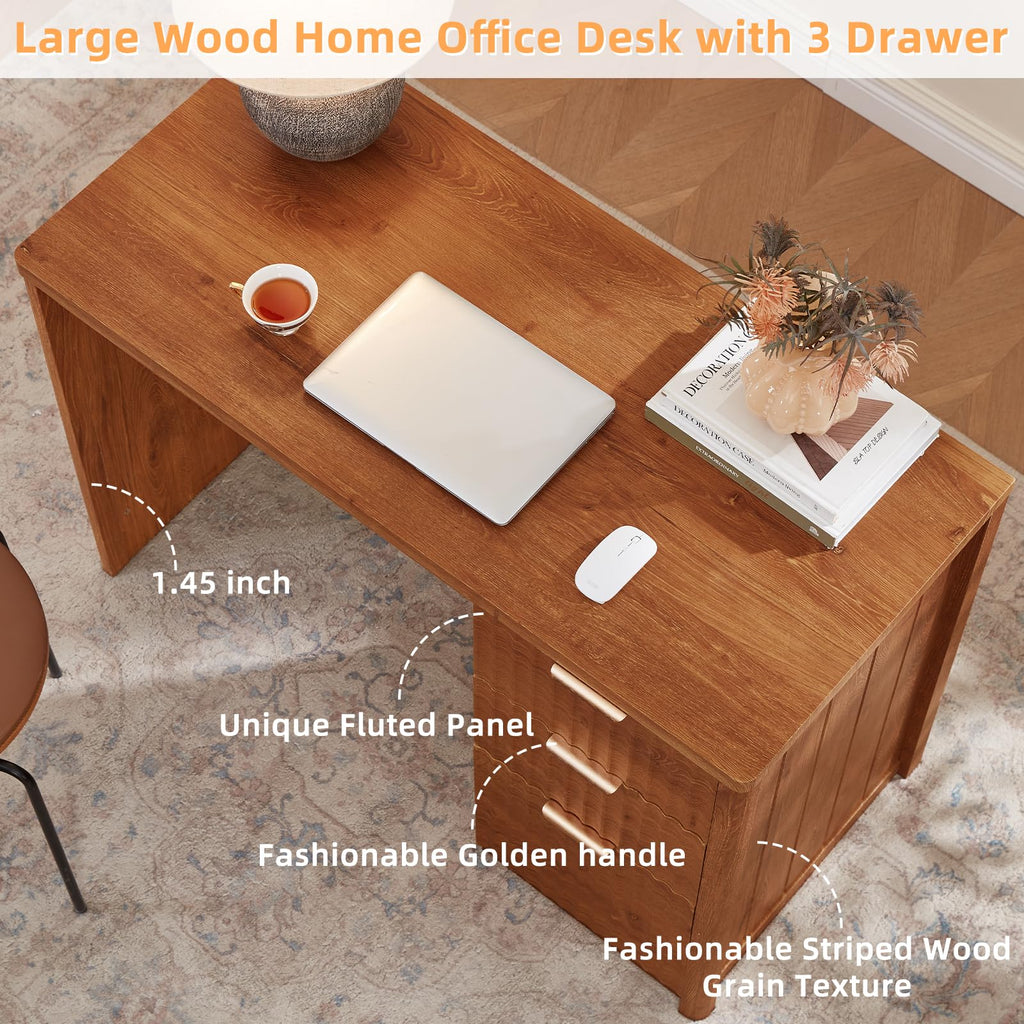 LEYAOYAO Office Desk 48" with 3 Drawers Storage File Cabinet