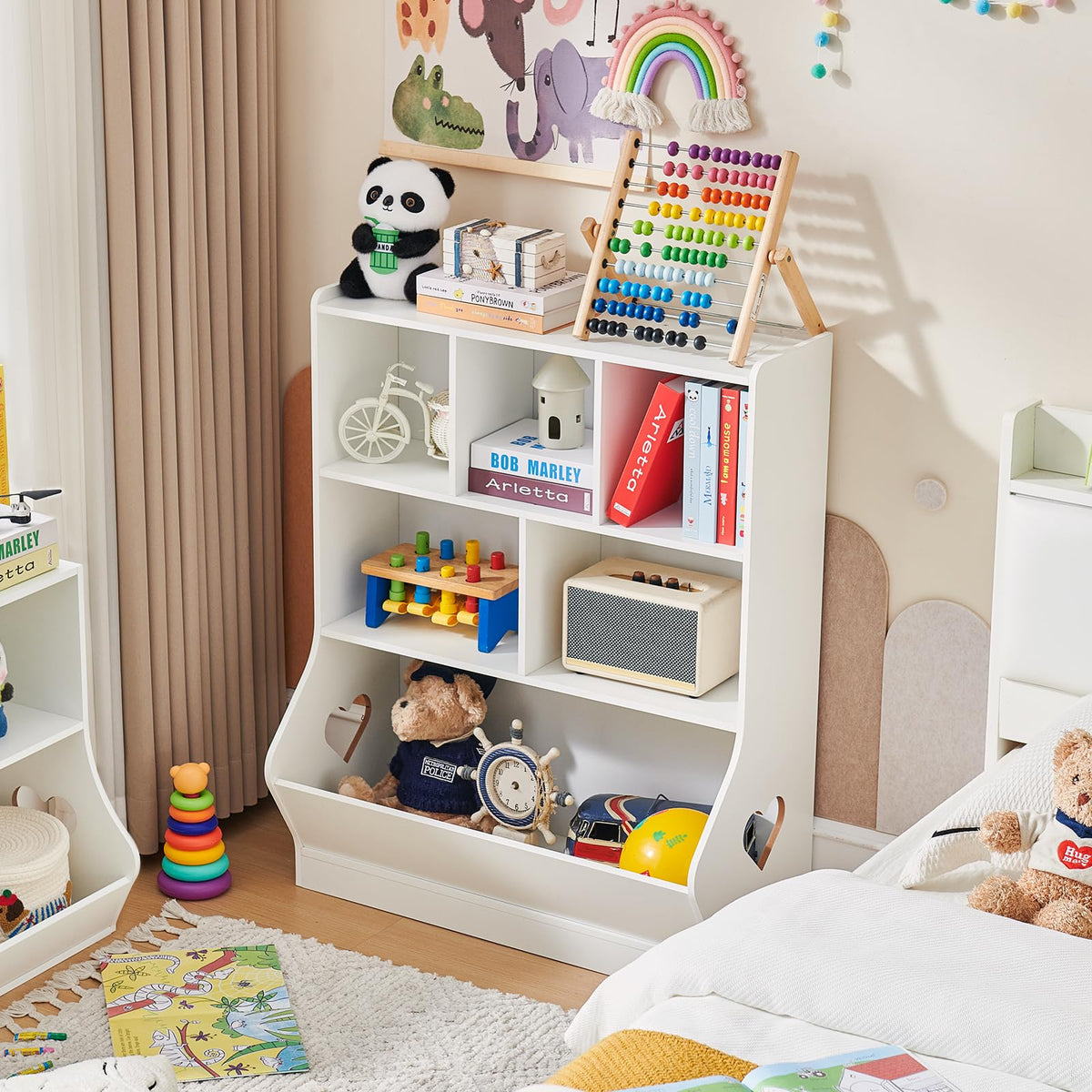 Lerliuo Kids Bookshelf and Toy Storage, 2 Tier Book Shelf for Kids Rooms
