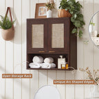 LEYAOYAO Rattan Bathroom Wall Storage Cabinet, Boho Medicine Cabinet