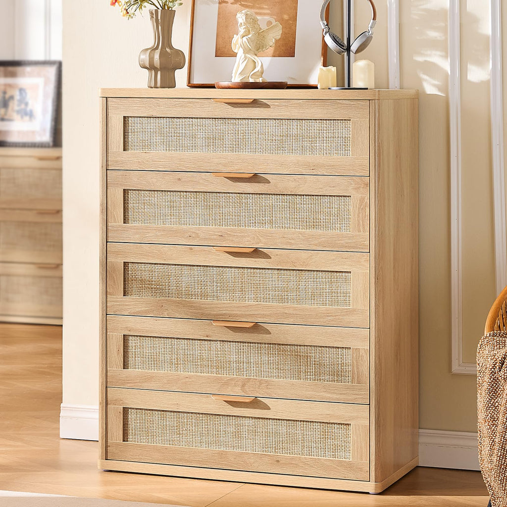 LEYAOYAO Rattan Dresser for Bedroom, 41" Tall Chest of Drawers