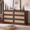 LEYAOYAO Rattan 54'' Wide Dresser for Bedroom, Walnut