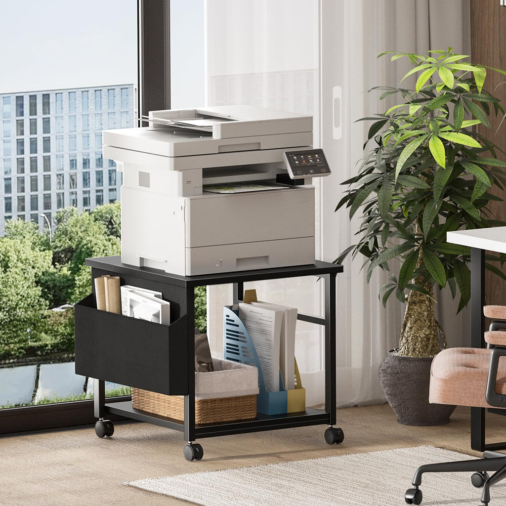 Lerliuo White Large Printer Stand with Storage