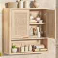 LEYAOYAO Rattan Bathroom Wall Storage Cabinet, Boho Medicine Cabinet