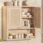 LEYAOYAO Rattan Bathroom Wall Storage Cabinet, Boho Medicine Cabinet