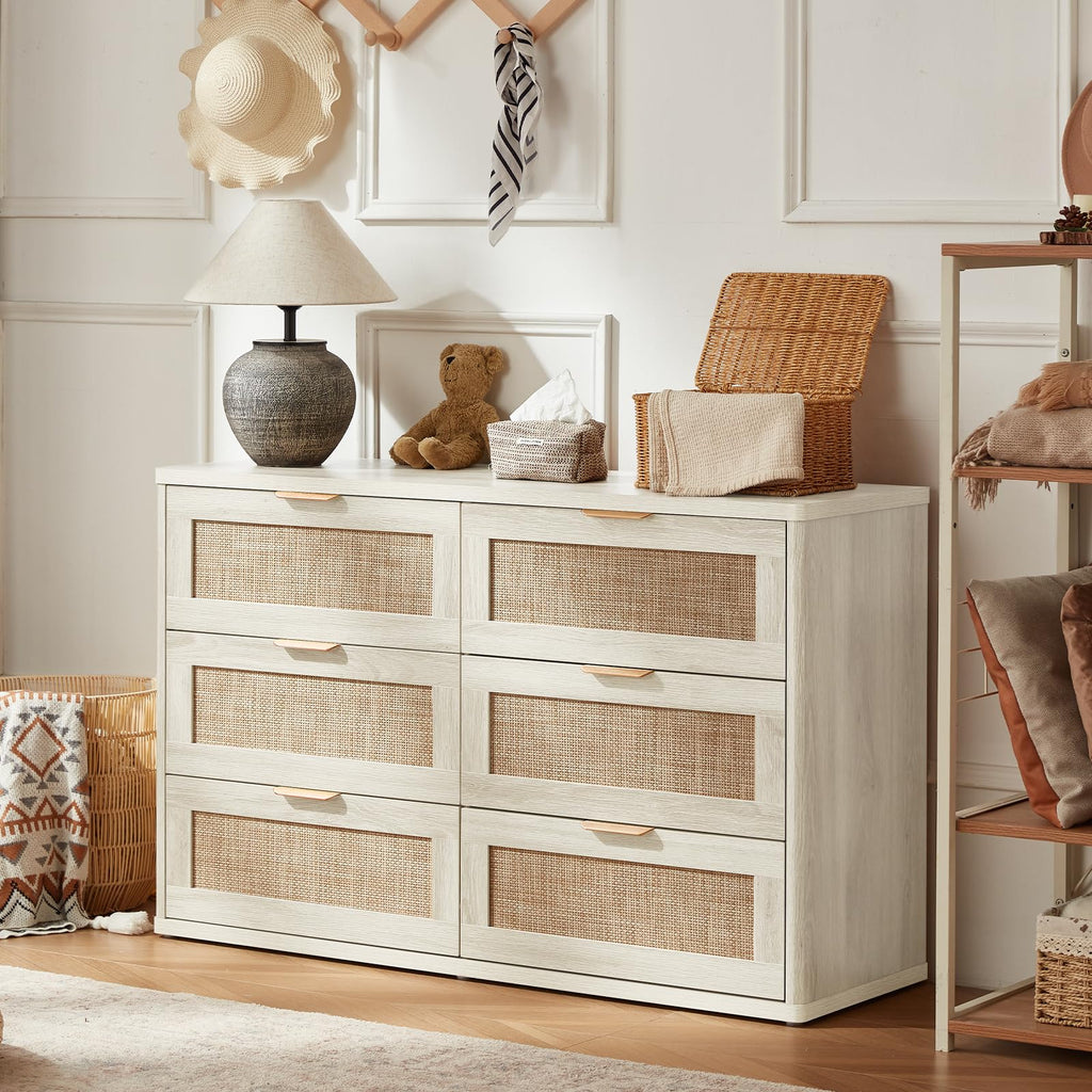 LEYAOYAO Rattan Dresser and Nightstand Sets 3 Piece, Natural