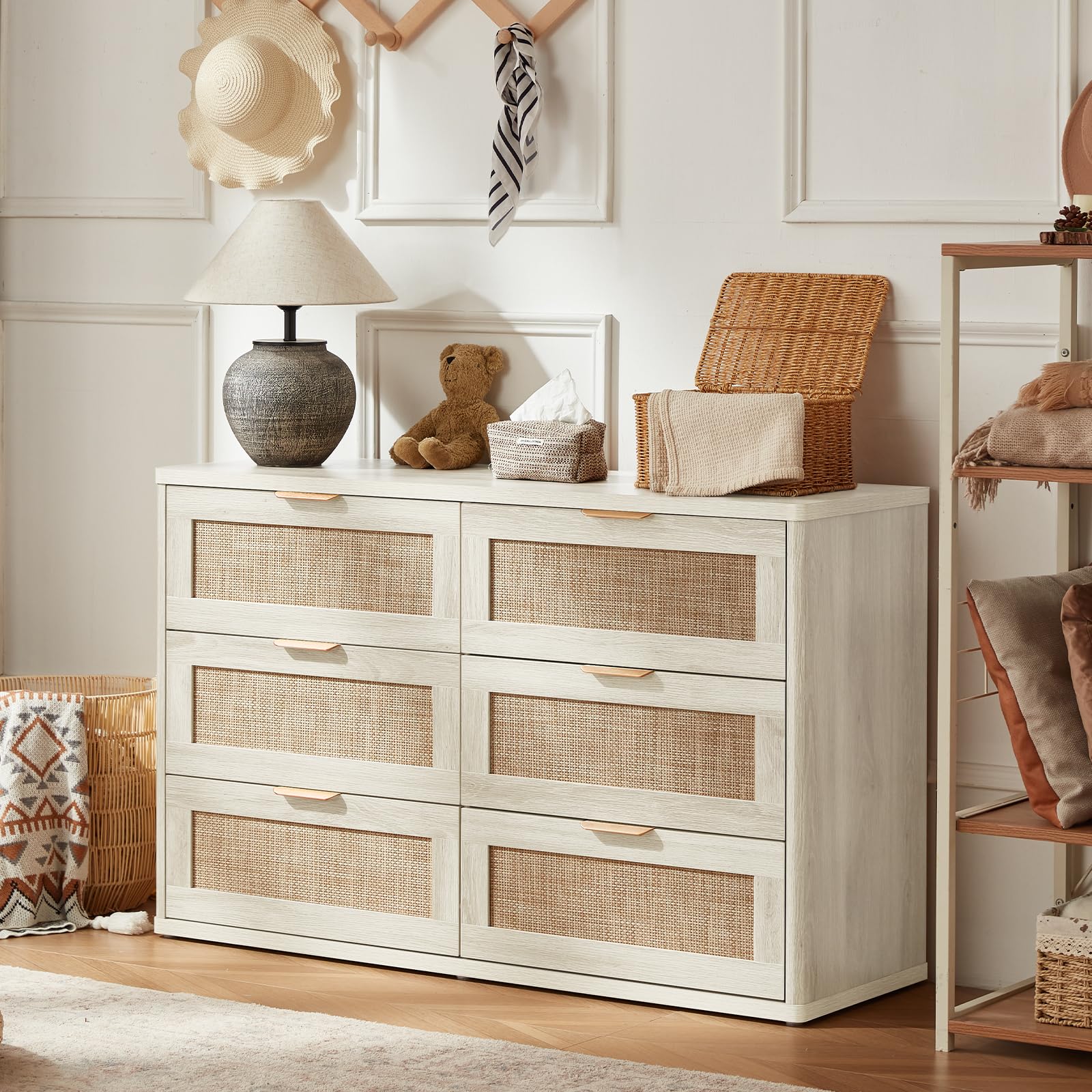 LEYAOYAO Rattan Dresser and Nightstand Sets 3 Piece, Natural
