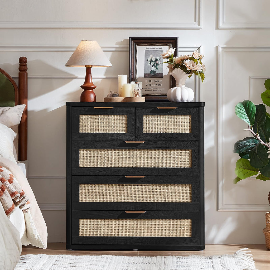 LEYAOYAO Rattan Dresser for Bedroom, 41" Tall Chest of Drawers
