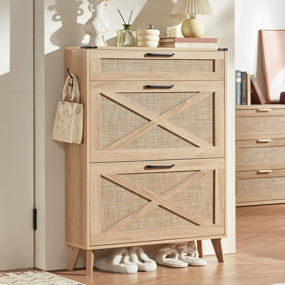 LEYAOYAO Shoe Cabinet Storage for Entryway with 2 Flip Drawers