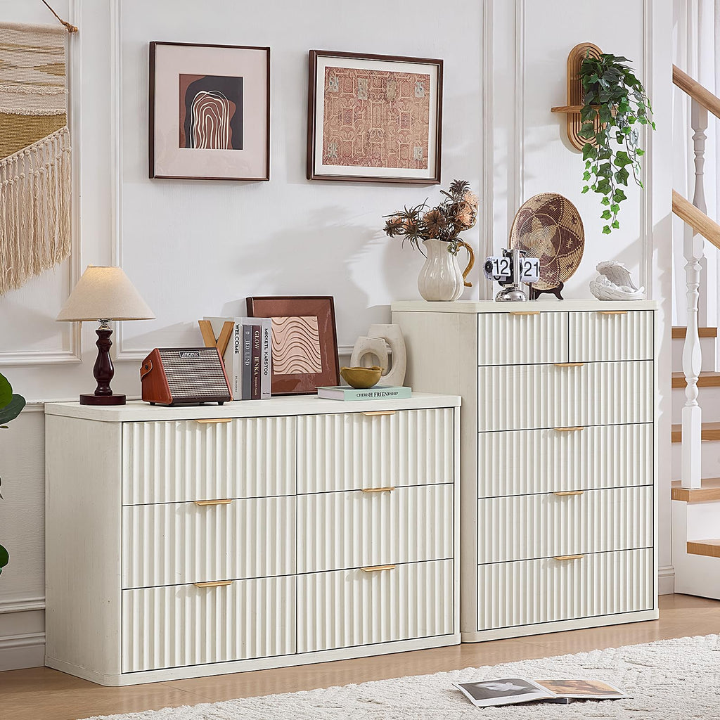 LEYAOYAO 23" Wide Fluted Night Stand with Charging Station, 3 Drawers Large End Table with Storage, LightGrey Nightstand Wood Bedside Tables, Farmhouse Cabinet Dresser for Bedroom, Closet